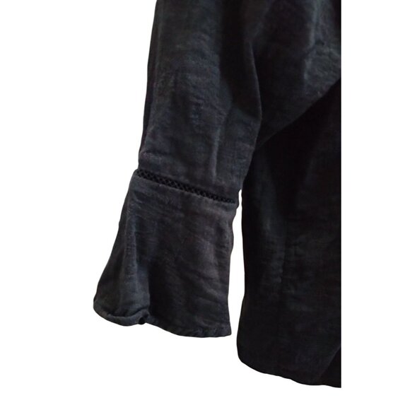 Time & Tru Black Top Size XXL (20) Square Neck Blouse Ruffled 3/4 Sleeves - Picture 4 of 7